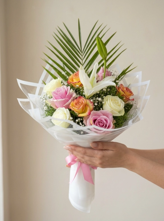 Karışık Renk Ithal Gül Buketi 11 Li