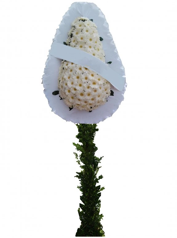 Tekli̇ Beyaz Gerbera Çelenk Canli